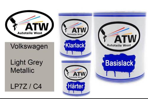 Volkswagen, Light Grey Metallic, LP7Z / C4: 1L Lackdose + 1L Klarlack + 500ml Härter - Set, von ATW Autoteile West.